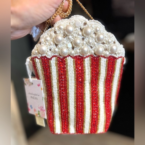 🍿🍿 MADE IN INDIA, VIRAL POPCORN BEADED BAG-NWT🍿🍿 - Picture 4 of 10